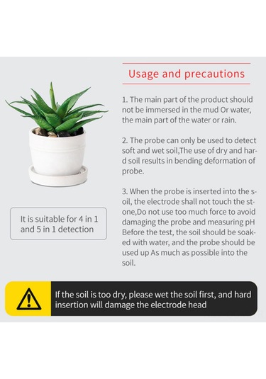 Qingmipy Toprak Ph, Nem, Sıcaklık Ve Işık Ölçer - 4'lü Multifonksiyonel Toprak Analiz Aleti - Pil Dahil Değil