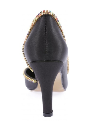 Dgn 1328 Kadin Transparan Detayli Stiletto 1328-2150-R1671 Siyah Saten Dgn 1328 Kadin Transparan Detayli Stiletto 1328-2150-R1671 Siyah Saten