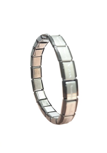 Çelik Bileklik İtalyan Charm Model Unisex Erkek Kadın 3 Mm 18 Cm Ortası Gümüş Siyah Black Gümüş - Siyah