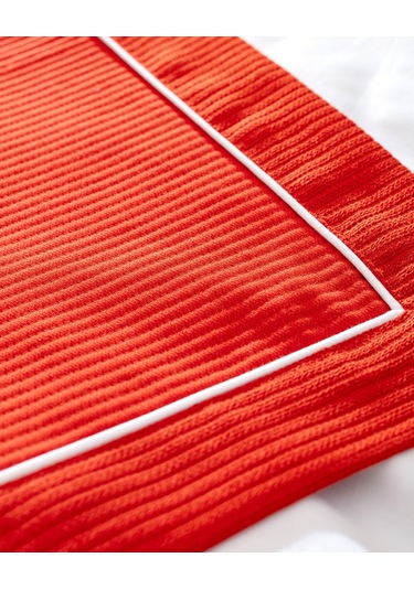 Madame Coco Caline King Size %100 Pamuk Pikeli Nevresim Takımı - Beyaz/kiremit 8684427124826 Çok Renkli