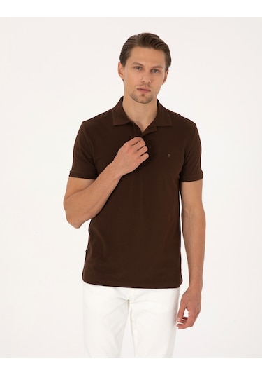 Pierre Cardin Erkek Koyu Kahverengi Tişört Basic 50325323-vr084 Koyu Kahverengi