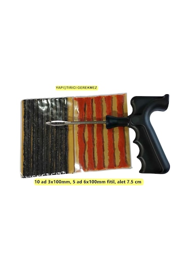 Dubleks Lastik Tamir Seti :1 Fitil Atma Aleti,10ince 5kalın Fitil