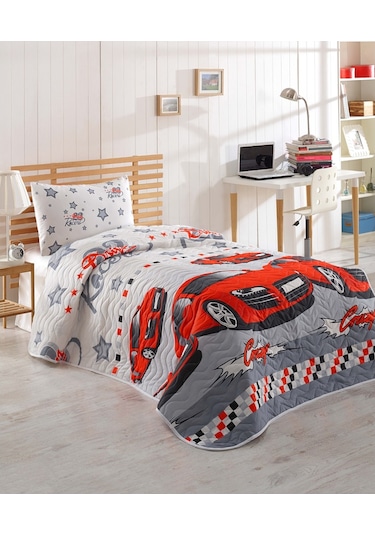 Kapitone Yatak Örtüsü Seti Tek Kişilik Crazy Kırmızı