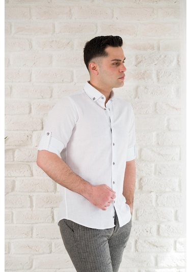 Advante Yaka Düğmeli Dokulu Slimfit Erkek Gömlek 001
