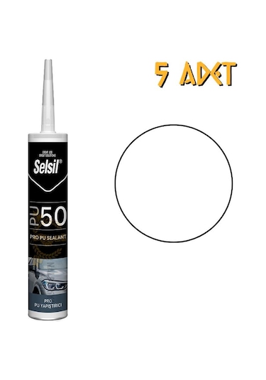 Selsil Poliüretan Mastik Yapıştırıcı Pu50 Beyaz 280 Ml. - 5 Adet