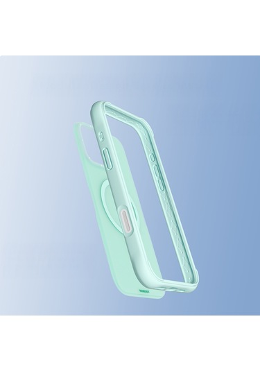 İphone 16 Pro Max Uyumlu Kılıf M-safe Şarj Özellikli Youngkit Macaroon Serisi Kapak Açık Yeşil