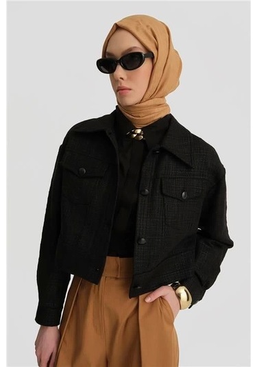 Armine Parlak Baskılı Tüvit Ceket 25y5900 Siyah Siyah