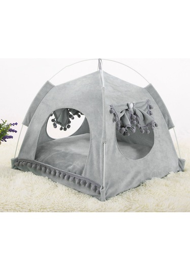 Geeroyoo Katlanabilir Taşınabilir Evcil Hayvan Çadırı - Her Mevsim Kullanım İçin, Kedi Ve Küçük Köpekler İçin Orta Boy Gri