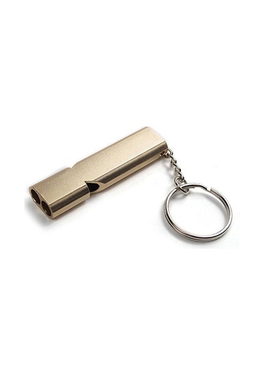 Altın 1 Adet Alüminyum Alaşımlı Yüksek Frekanslı Çift Tüplü İmdat Düdüğü Altın