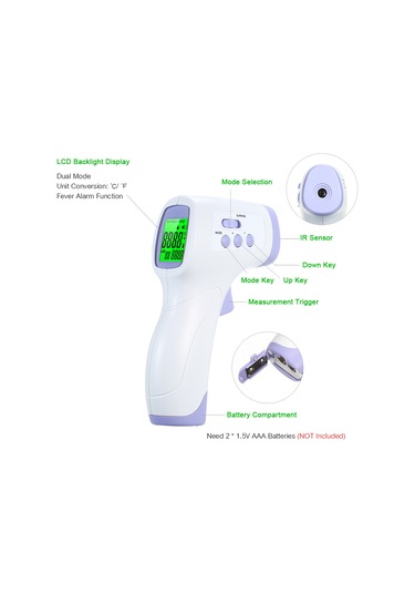 Hangfox Jxd-001 Mor Dokunmadan Isı Ölçer: Vücut Ve Nesne Sıcaklığı, Alçı/kulak Modu, 1 Saniye Hızlı Ölçüm, Lcd Ekranlı El Tipi Enstrüman Pil Yok