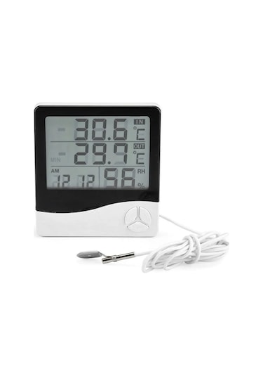 Techmaster 2 Dijital Termometre Alarm Saat Dış Sıcaklık Ölçer Nem Ölçer