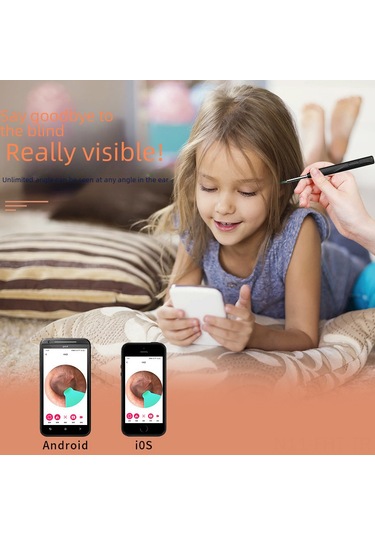 Hangfox Toptan Çocuklar İçin Ne17 Kablosuz Görsel Kulak Kaşığı - Hd Endoskoplu Temizleme Aleti Siyah Entegre Uçlu