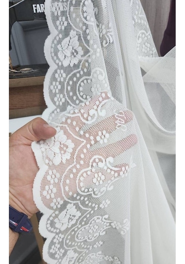 Tül Perde Klasa Pembe Sarmaşık Desen Örme 2kat Pileli Tül Perde Ekru