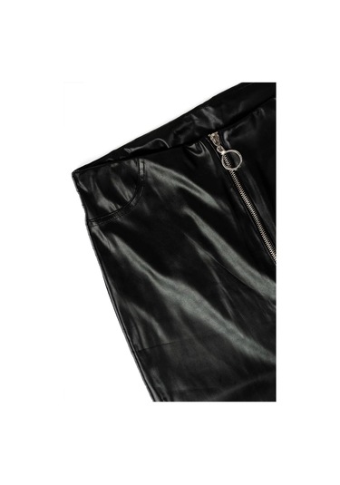 Kadın Siyah İkon Deri Pantolon Siyah