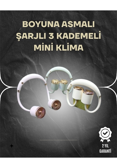 Asılabilir Mini Boyun Fanı 1000mah Şarjlı Turbo Güçlü Rüzgar