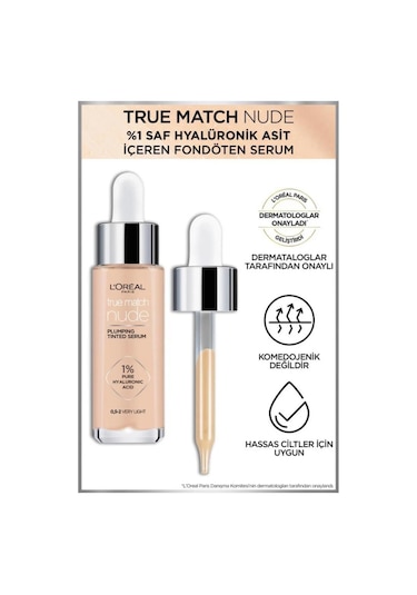 L'Oréal Paris Glotion All-In-One Doğal Işıltı 902 Light Glow 40 ML + True Match Nude Fondöten Serum 0.5-2 Very Light