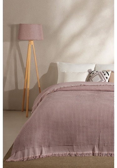 Elart Ruffle Pike Çift Kişilik 220x240 Cm Pudra Pudra