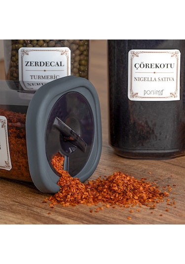 Porsima 1059 Döner Kapaklı Baharatlık Seti 12'li 350 CC Füme