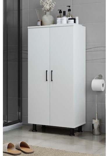 Side Banyo Çok Amaçlı Dolap 4 Bölmeli Beyaz
