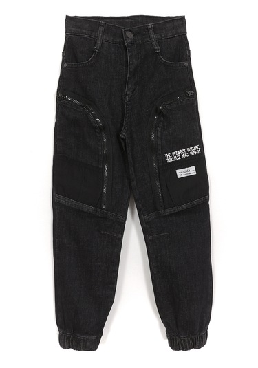 Fermuarlı Cep Detaylı Jogger Erkek Çocuk Denim Jean Pantolon 1999 Siyah