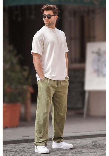 Madmext Paça Detaylı Rahat Kesim Erkek Haki Pantolon 6532-haki Haki