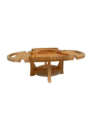 Ebitda Ahşap Katlanabilir Piknik Masası, Şarap Rafı, Hafif Ve Taşınabilir, Ahşap Rengi Ahşap Rengi