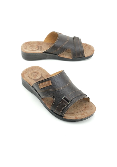 Gezer Erkek Yazlık Pu Taban Suni Deri Koleksiyon Rahat Taban Günlük Terlik Kahve