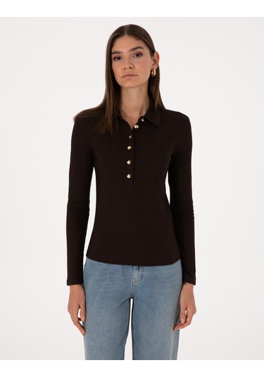 Pierre Cardin Kadın Kahverengi Bluz Örme 50309153-vr029 Kahverengi