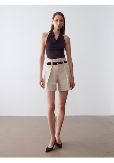 Dilvin 32973 Degaje Yaka Top-koyu Kahve