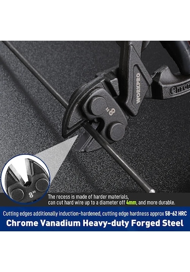 Youtek Kırıcı Pense 203 Mm Kırmızı, 60crv Çelik Gövde, Yüksek Sertlik, 4 Mm Çelik Çubukları Kesebilen, Yaylı Tasarım