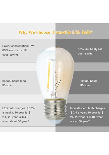 Mufunye E27 Bazlı 4'lü Paket 2w Led Ampul, Işık Ayarlı, 220-240v, 2700k Sıcak Beyaz, 150 Lümen, Enerji Tasarruflu