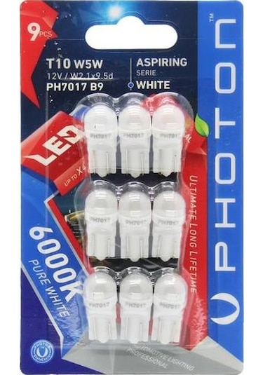 Ampul Photon T10 W5w 12v 6000k Led Blister 9 Adet Ph7017b9