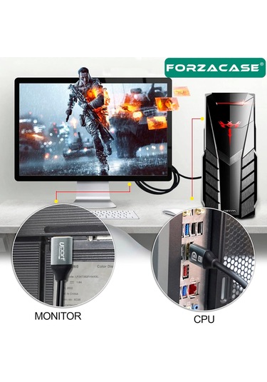 Forzacase Fc749 8k 60hz / 4k 144hz Görüntü Aktarıcı Kablo Dp To Dp 1.5m