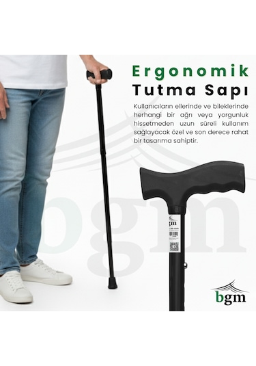 Baston Katlanabilir Denge Bastonu Yüksek Kalite Ayarlanabilir Baston Siyah