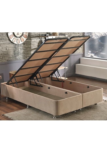 Nironyatak Niron Ela Baza -160X200 Cm Çift Kişilik Sandıklı Sütlü Kahve Kuma