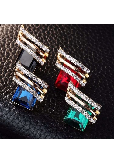 Mavi Kırmızı Zirkonyumlu, Yeşil, Siyah Küpeli, Nişan Küpeli, Düğün, Yıldönümü Hediyesi, Parti, Takı İle Şık Kadın Sandıklar Mavi