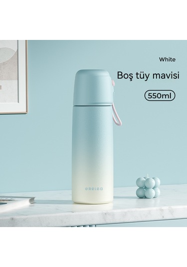 Aurora Büyükkapasiteli Paslanmazçelik Termos Fincan Mavi Gök Mavisi