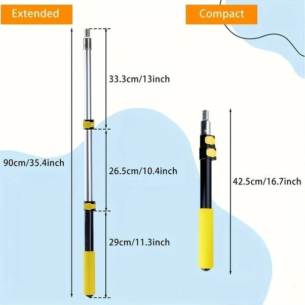 Trendooze Sarı 90 Cm Metal Uzatmalı Boya Rulosu, Dayanıklı Pencere Temizlik Aparatı Diğer