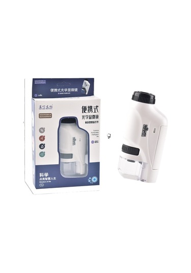 Dianziye 8602 Beyaz Optik Mini Mikroskop - Çocuklar İçin El Tipi Bilim Deneyi Oyuncak, Öğrencilere Eğitici Hediye