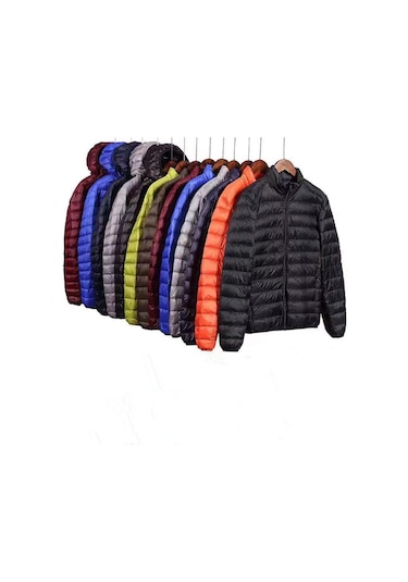 Dar Kesim Kışlık Dik Yakalı Hafif Peluş Düz Renk Erkek Ceketi Gri