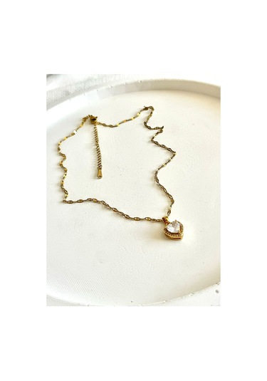 Demokan Zirkon Taş Yıldız Zincir Kalp Kararmaz Kolye Altın Demokan Zirkon Taş Yıldız Zincir Kalp Kararmaz Kolye Altın