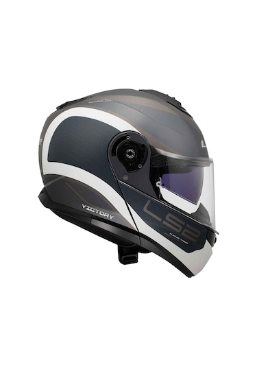 Ls2 Strobe 2 Victory Çene Açılır Kask Mat Titanyum - Beyaz - Mavi