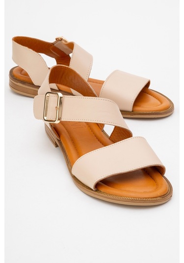 Majesty Bej Cilt Hakiki Deri Kadın Sandalet Bej