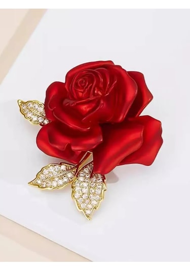 Beautiful Detail Broş Çiçek Gül 214132354 Kırmızı