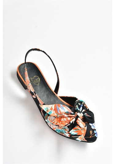 Siyah/turuncu Kumaş Kadın Babet H726809004 Siyah - Turuncu