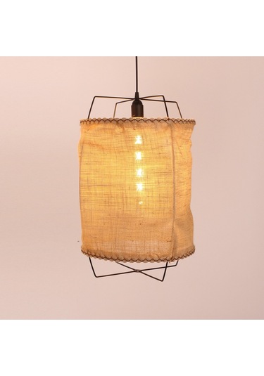 Cappadocia Doğal Jut Siyah Barlı Avize 40x55 Cm Bej