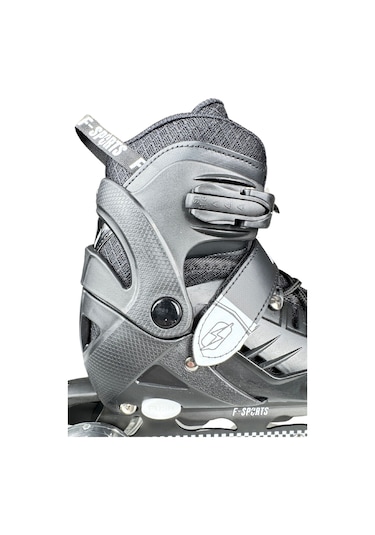 Black Seri Tek Teker Işıklı Paten Koruma Seti 2+2 Çocuk Pateni Taşıma Çantalı 3 İn 1 Siyah