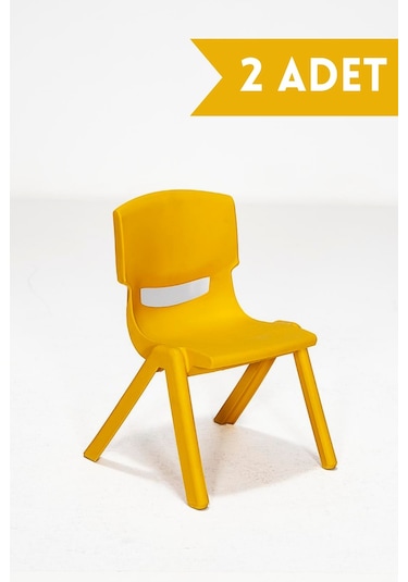 Junior 2 Adet Kreş Anaokulu Çocuk Sandalyesi Sert Plastik Sarı