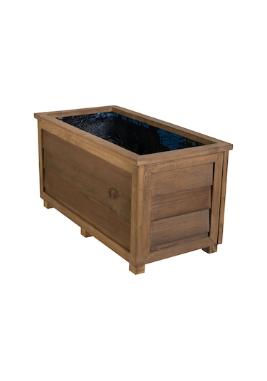 Kaf Ahşap Dekoratif Ahşap Saksı - Uzun / Emprenye Kahve