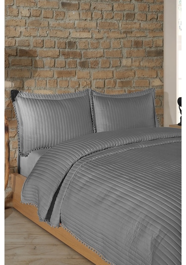 Elart Florita Yatak Örtüsü Seti Tek Kişilik 180x240 Cm Gri Gri